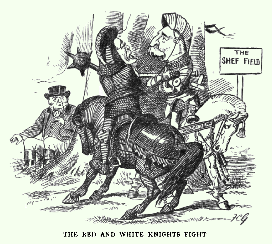 The Red and White Knights Fight